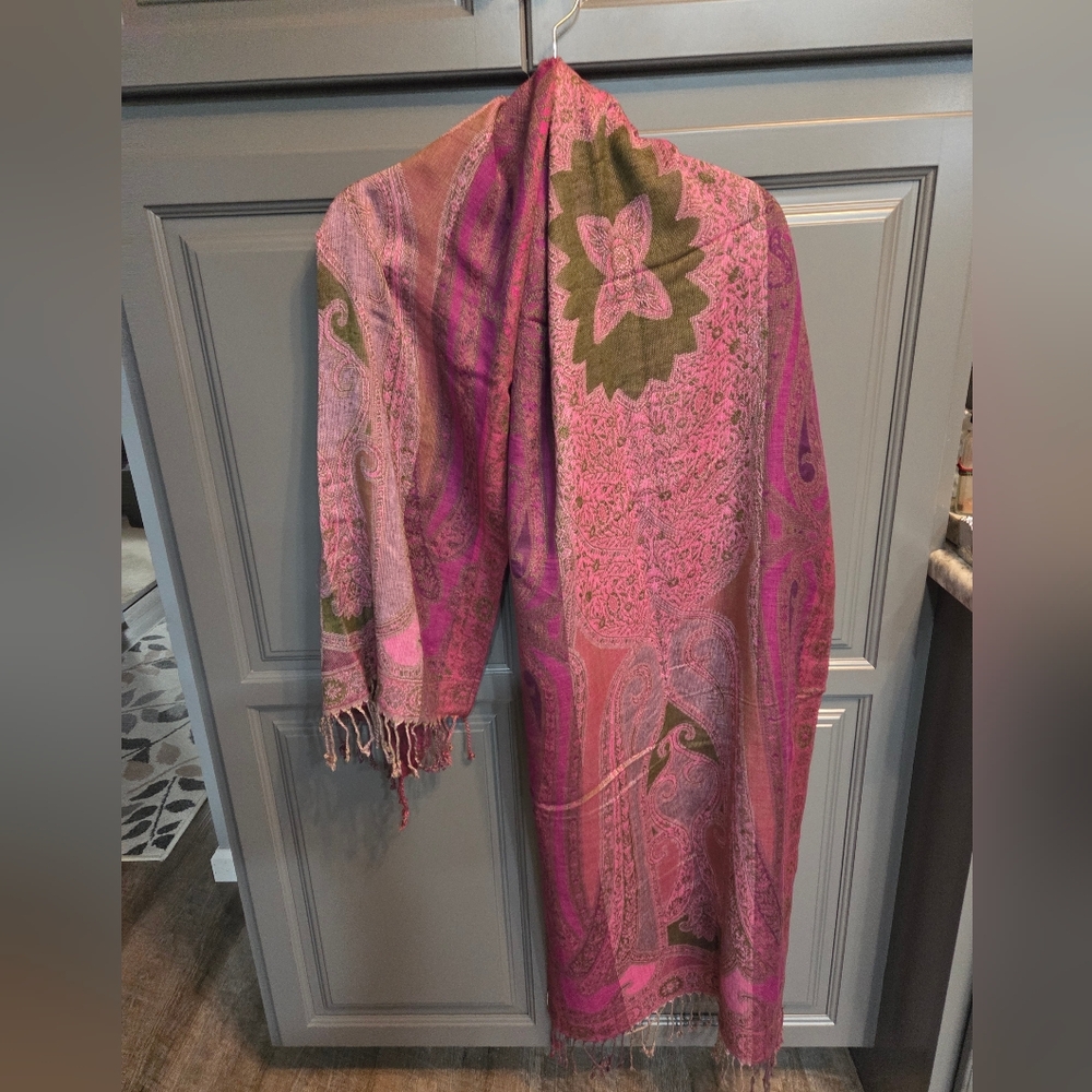 Pink and Purple Paisley Scarf No Tag